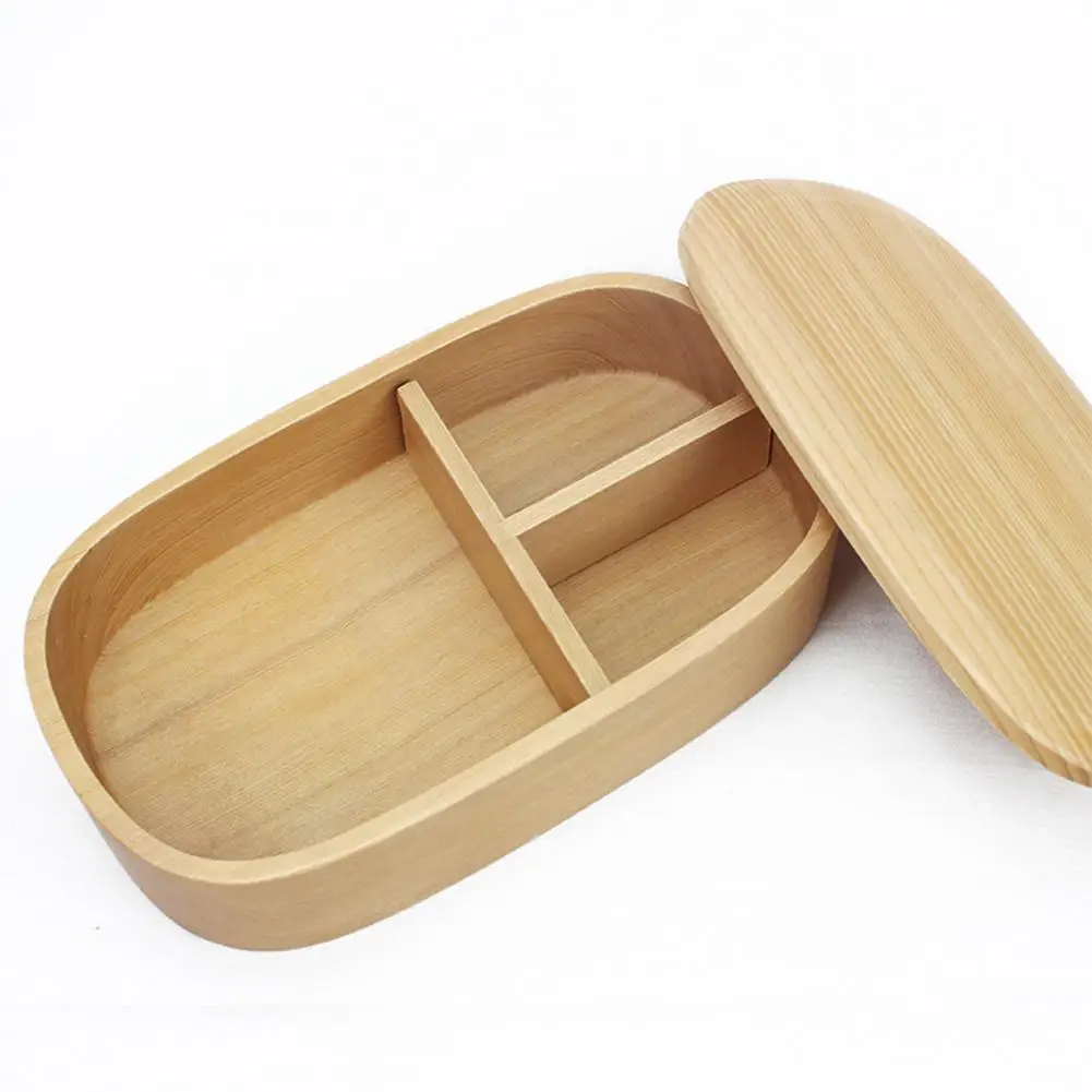 

Single-layer Concise Wooden Lunch Box Japanese Style Lunch Box with Bondage for Student Office Lady Bento Box Food Containers