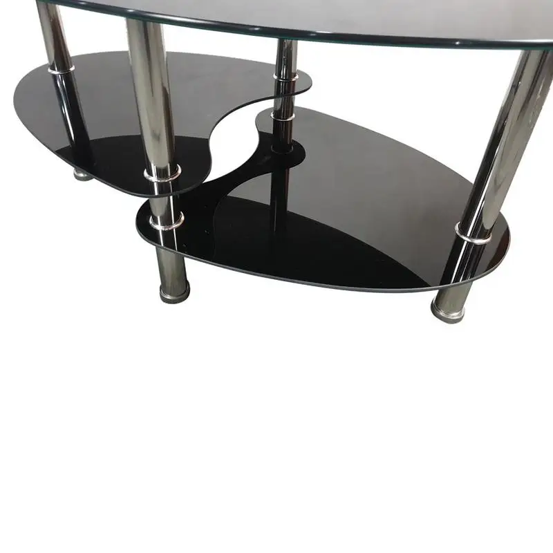 Black Dual Fishtail Style Tempered Glass Coffee Table Fashion Tea Table Nordic Creative Furniture Modern Simplicity