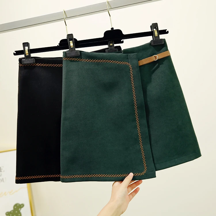 Ограниченная по времени распродажа шерстяная юбка лолита плиссированная клетчатая юбка выше колена мини-длина осень-зима