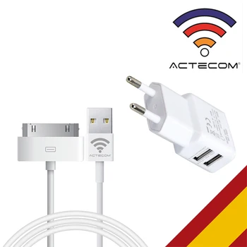 

ACTECOM CARGADOR B PARED DOBLE MAS CABLE USB BLANCO PARA IPHONE 4 IPAD 2 3 4