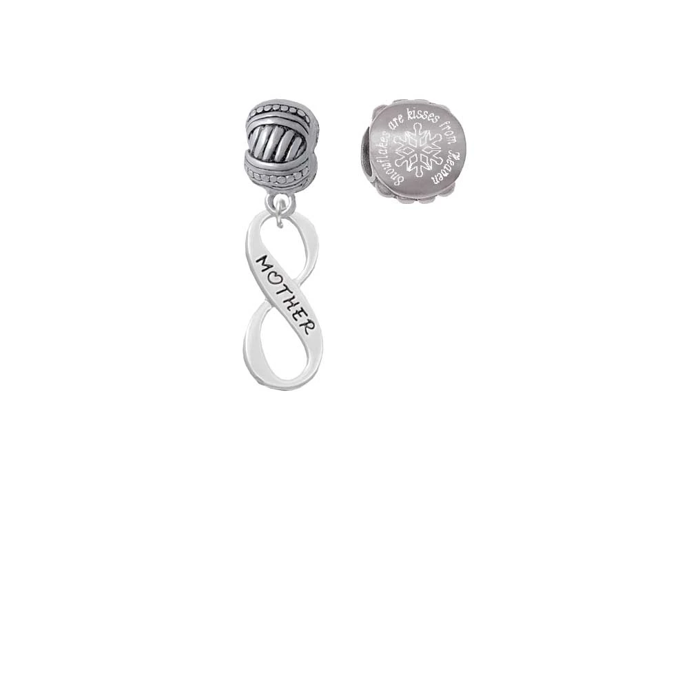 Mother Infinity Sign Snowflakes are Kisses from Heaven Charm Beads (Set of 2) |