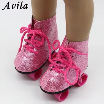 

New Style Pink Doll Handmade Skate Shoes Fit 43cm Born Baby Doll Clothes 18 Inch Doll Shoes Children Best Birthday Gift