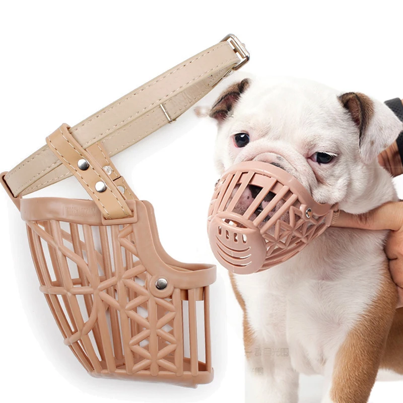 Anti bite Dog Mouth Muzzle Set Plastic Mesh Leather Mask Small Dog Anti