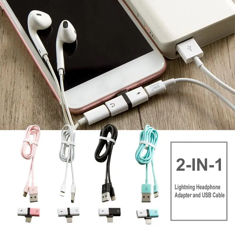 Новый 2 в 1 кабель для передачи данных IPhone 7 8 X Xs Ipad Ipod двойной Lightning наушников