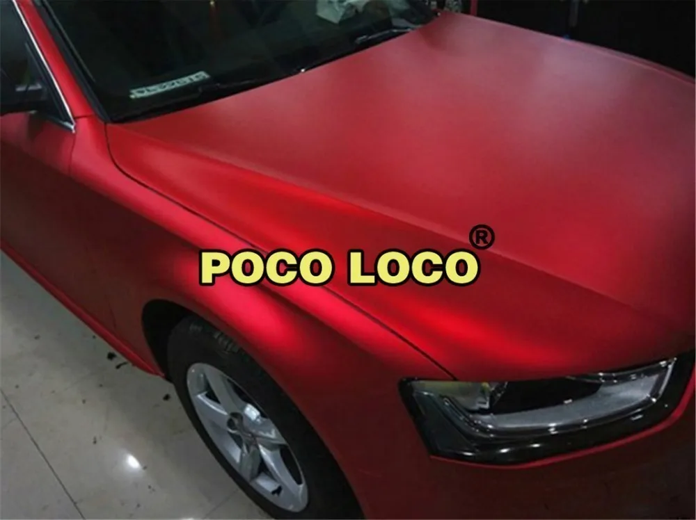 

Full Roll Blood Red Satin Matte Metallic Chrome Vinyl Sticker Film For Vehicle Exterior Bubble-Free Decal