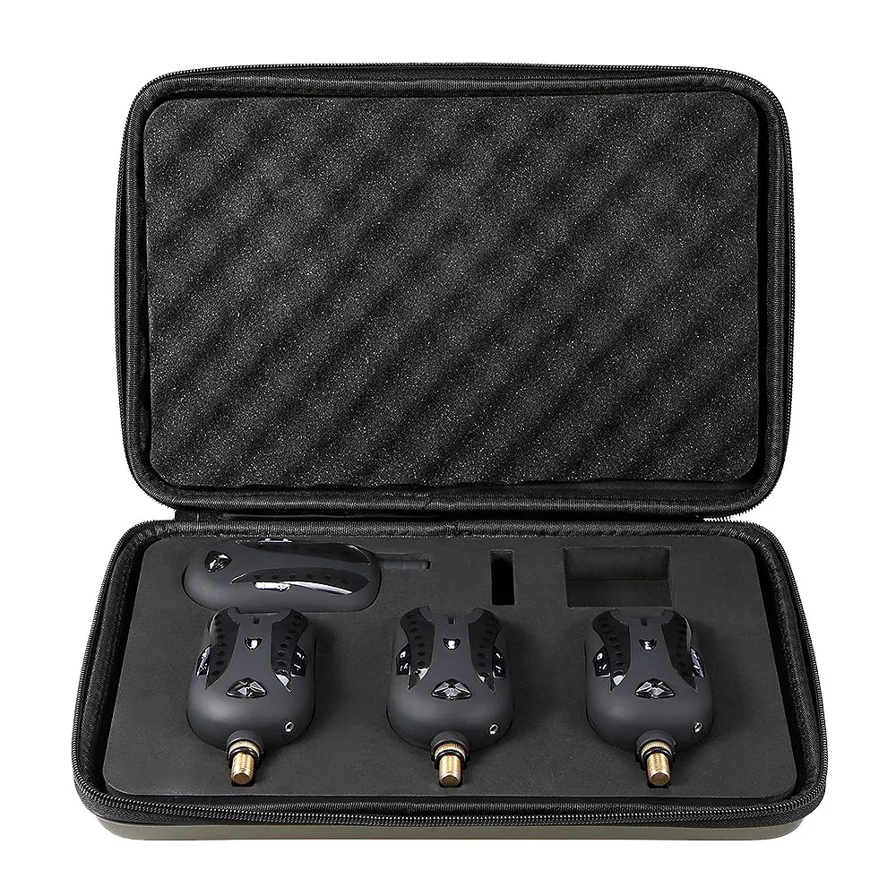 

Fishing Bite Alarm Set 3 Alarms + 1Receiver Wireless Digital Fishing Bite Alarm Fishing Receiver Kit With Portable Case