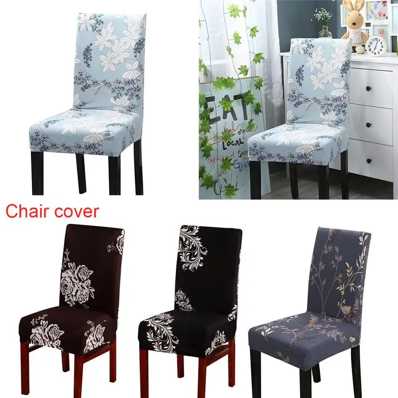 

Banquet Folding Hotel Chair Covering Flower Printing Removable Chair Cover Stretch Elastic Slipcovers Restaurant For Weddings