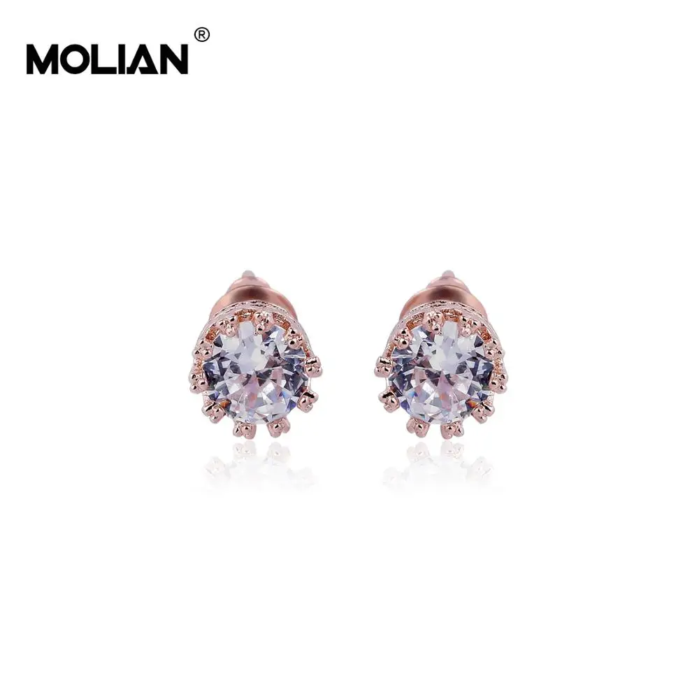 

MOLIAN Cubic Zirconia Stone Silver Copper Small jewelry stud earrings for women elegant accessories rhinestone