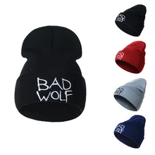 Осенне-зимние женские вязанные шапочки с вышивкой и надписью BAD WOLF, мужская повседневная Кепка в стиле хип-хоп, 4 цвета, Ht8226
