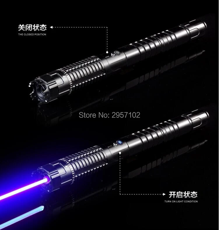 Most Powerful Military 500000m 500w 450nm Blue Laser Pointers Flashlight Burn