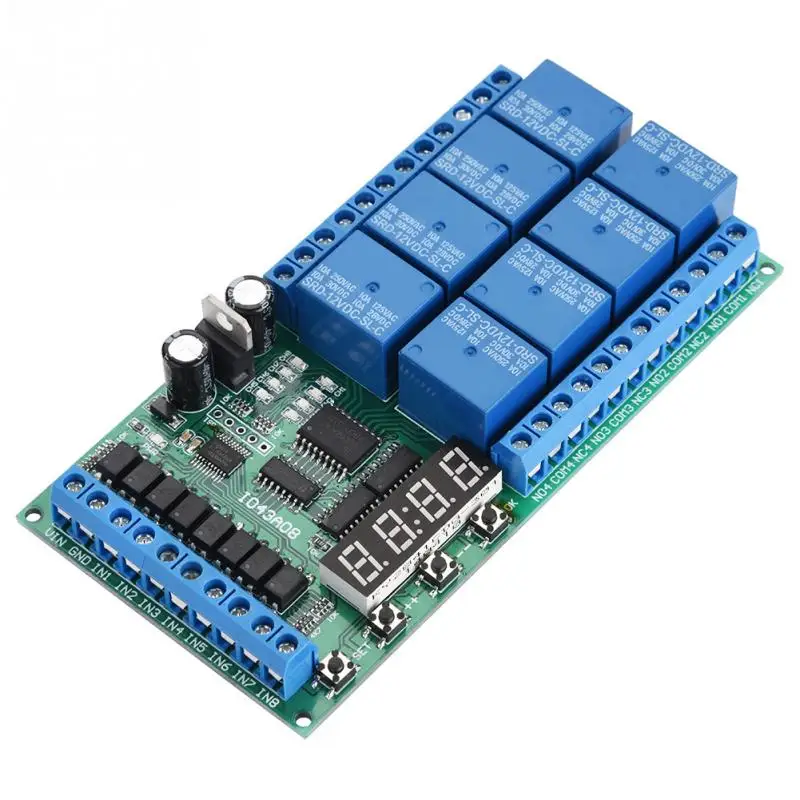 DC 12V 8CH светодиодный Многофункциональный Цифровой Реле времени задержки цикла