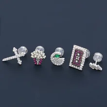 UMGODLY Роскошные 5 шт./компл. LOVE 80S крест молний лента для приготовления попкорна серьги-гвоздики разноцветный Цирконий CZ Для женщин Монако, ювелирные изделия