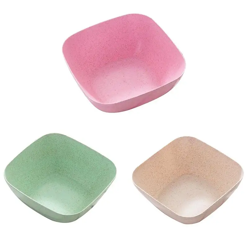 

Wheat Straw Dish Household Fruit Bowl Solid Color Salad Bowl Plate