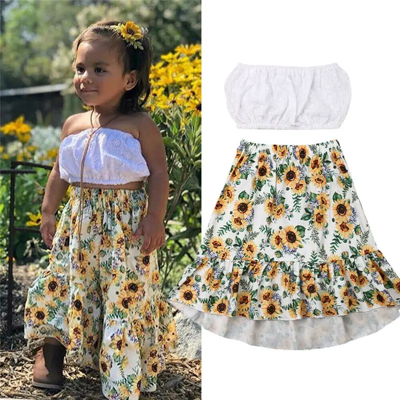 Boho/летние комплекты пляжной одежды для маленьких девочек Однотонные Топы без