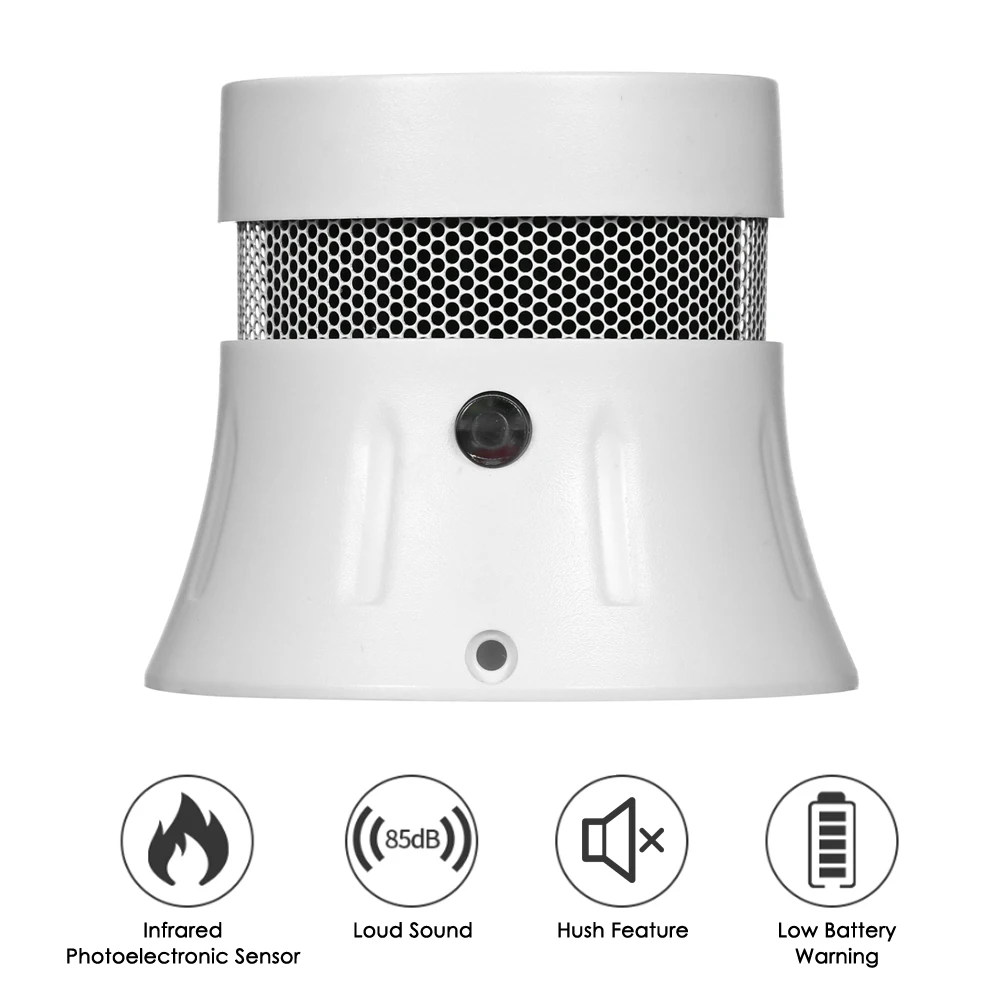 

Mini Photoelectric Smoke Alarm 85dB Loud Sound Warning & LED Light Flashing Built-in 5-Years-Life Battery Smoke Alert Detector