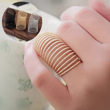 

Vintage ring for women men creative adjustable full finger rings gold silver black Long Spring spiral chain Jewelry wholesale