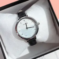 Корейской версии модные женские кварцевые часы простой Роскошные Топ Брендовые женские наручные часы винтажные кожаные relogio feminino