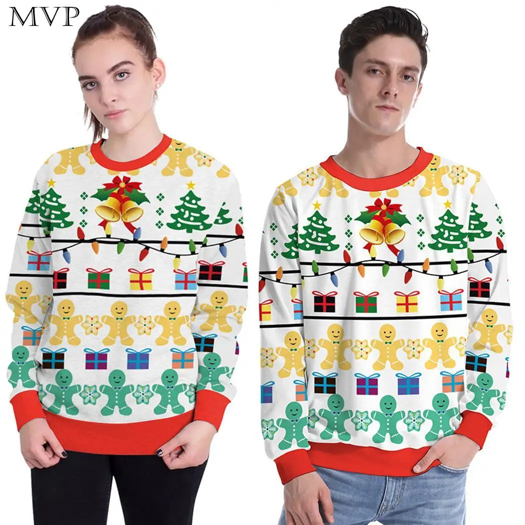 Регулярные печать пуловер Рождественский свободно ни Толстовка с длинным рукавом Свободные Для женщин Fit пуловер Повседневное О-образным