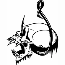 Skull Fish Hook Fishing Bone Boat Car Truck Window Vinyl Decal Sticker Handsome And Cool Stickers 3 sizes outdoor sports go fishing white perch car sticker window fish tank decal vinyl tape h8100