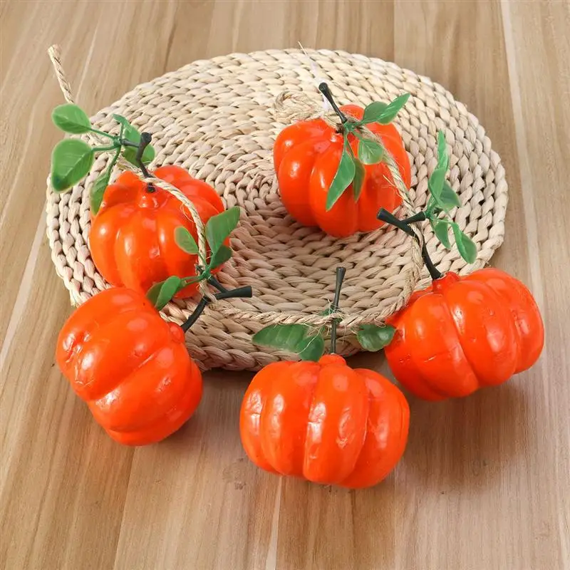 

Artificial Fake Vegetable Fruit String 5 Fake Pumpkin Lifelike Hanging for Home Restaurant Wall Decoration