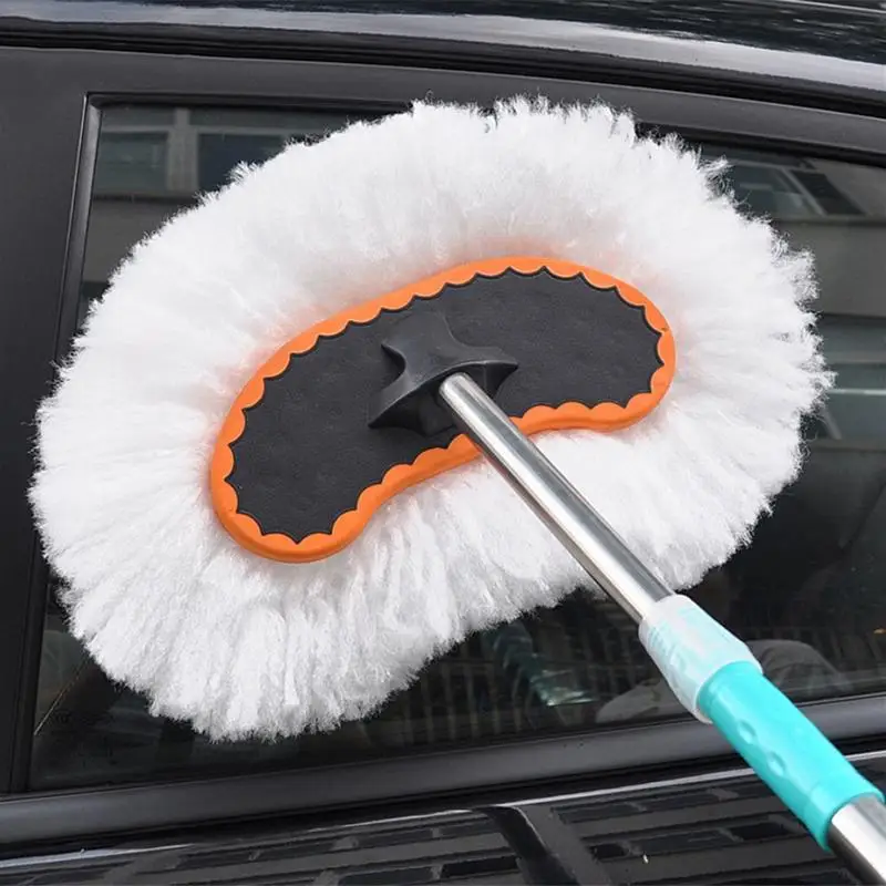 Car Adjustable Telescopic Brush Tool Wiping Soft Milk Silk Mop Car