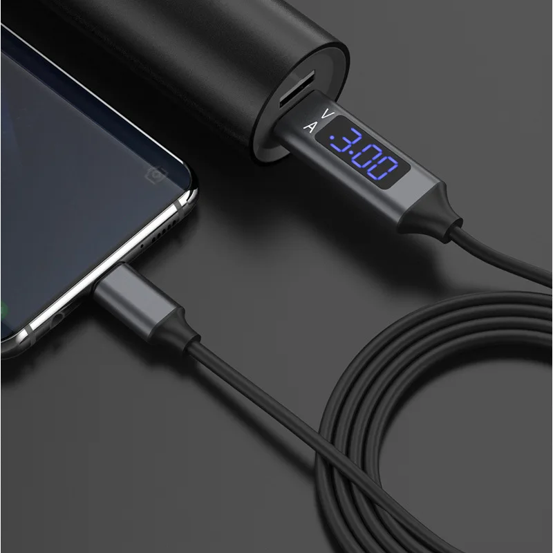 Интеллектуальный TPE дисплей напряжения и тока Мобильные кабели ЖК-экран микро USB порт быстрый QC Быстрая зарядка кабель для Android