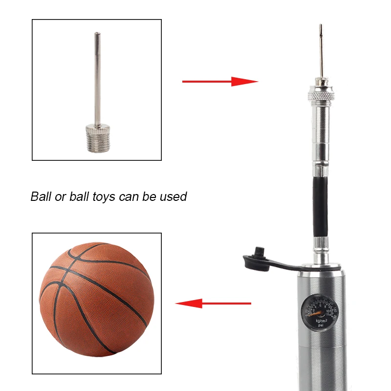 BIKEIN MTB Bicycle Mini Pump Bike Portable Air Pump With Gauge Tire Ball Inflator For AV/FV Aluminum CNC Schrader Presta Valve