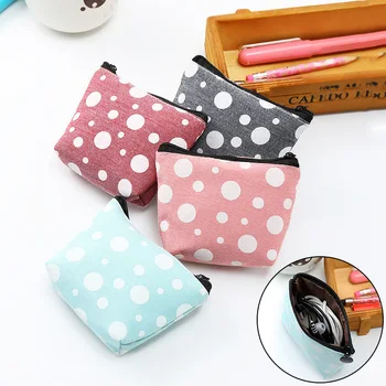 

LNRRABC Plaid Canvas Coin Purses Women Small Wallet Change Purse Girl Dot Mini Zipper Pocket Bag Key Card Coin Holder Pouch