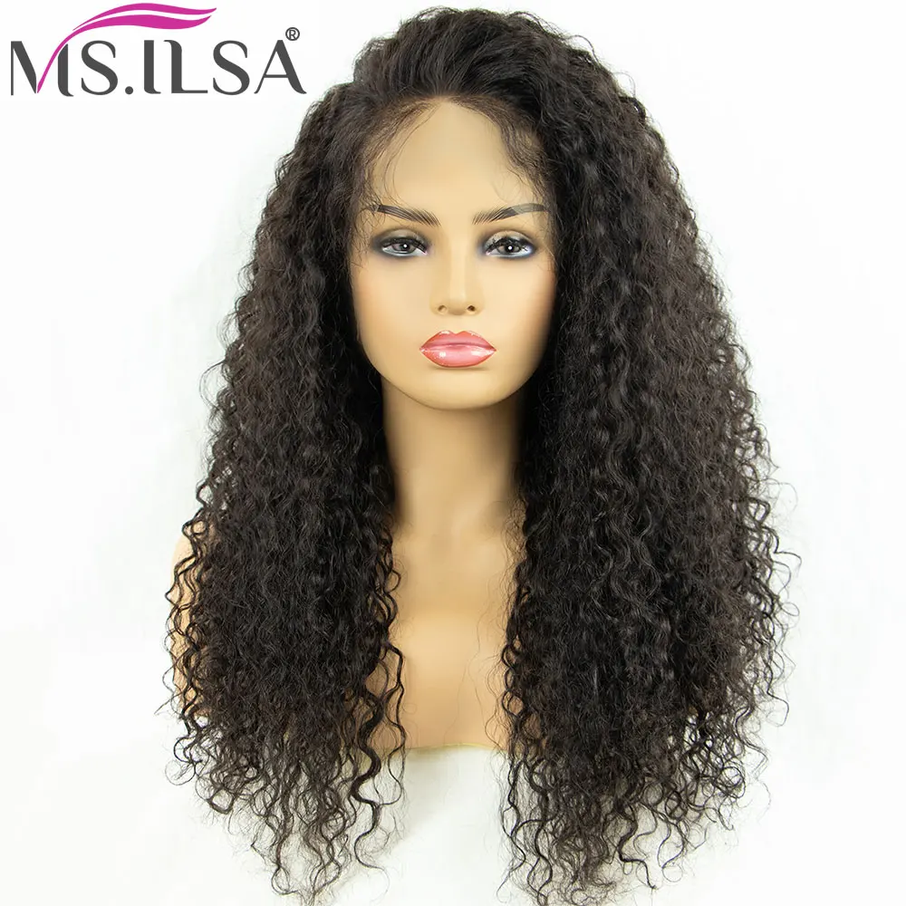 250% Density Curly Full Lace Human Hair Wig Glueless Natural Color Human Hair Pre plucked Remy Hair Wigs For Black Women MS.ILSA