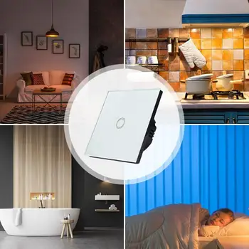 

EU Standard AC110-240V Waterproof Tempered Glass Panel 86 Type Smart Wall Touch Switch 50/60Hz Crystal Glass Panel