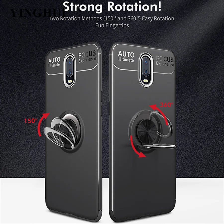 

Carbon Case On One Plus 6t 6 Phone Magnetic Ring Car Holder Stand Silicon Shockproof Armor Back Cover For Oneplus 6t 6 T Cases