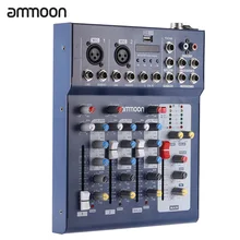 Ammoon F4-USB микшерный пульт 3 канала цифровой микрофон линия аудио микшер консоль с 48 В фантомное питание для записи DJ сцены