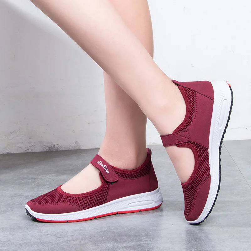 

2019 Summer Breathable Mesh Shoes Women Casual Sneaker Comfortable Lightweight Elders Mom Shoe Female Euro Size 35-41 WR001