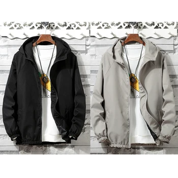 

Spring New Jacket Men Fashion Solid Color Casual Hooded Jacket Man Streetwear Hip Hop Loose Bomber Jacket Male Clothes S-4XL