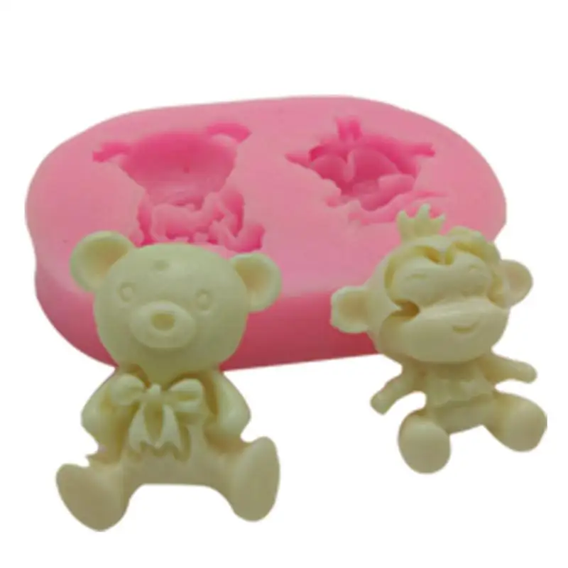 Мультфильм обезьяна и медведь моделирование силиконовые формы гибкие многоразовые DIY торт декоративные силиконовые формы для мыла