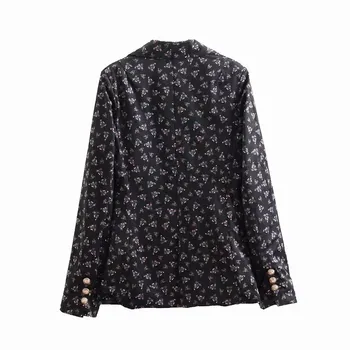 

2019 New Women Vintage Floral Print Two Piece Set Loose Blazer Tops And High Waist Wide Leg Pants Casual Suit