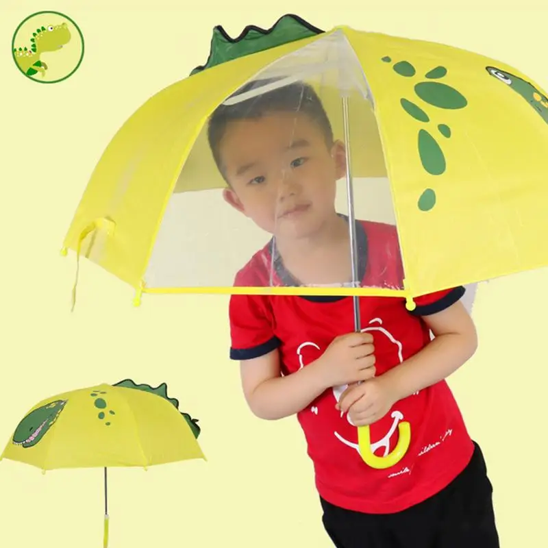 Милый мультфильм лягушка Динозавр Детский зонтик анимация креативная с длинной ручкой 3D Уши моделирование детский зонтик для мальчиков и девочек