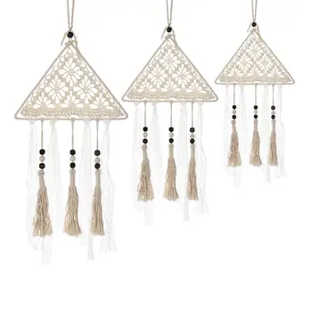 

3pcs/set Cotton Tapestry Nordic Bohemian Style Handmade Woven Tassel Hanging Decorations for Home