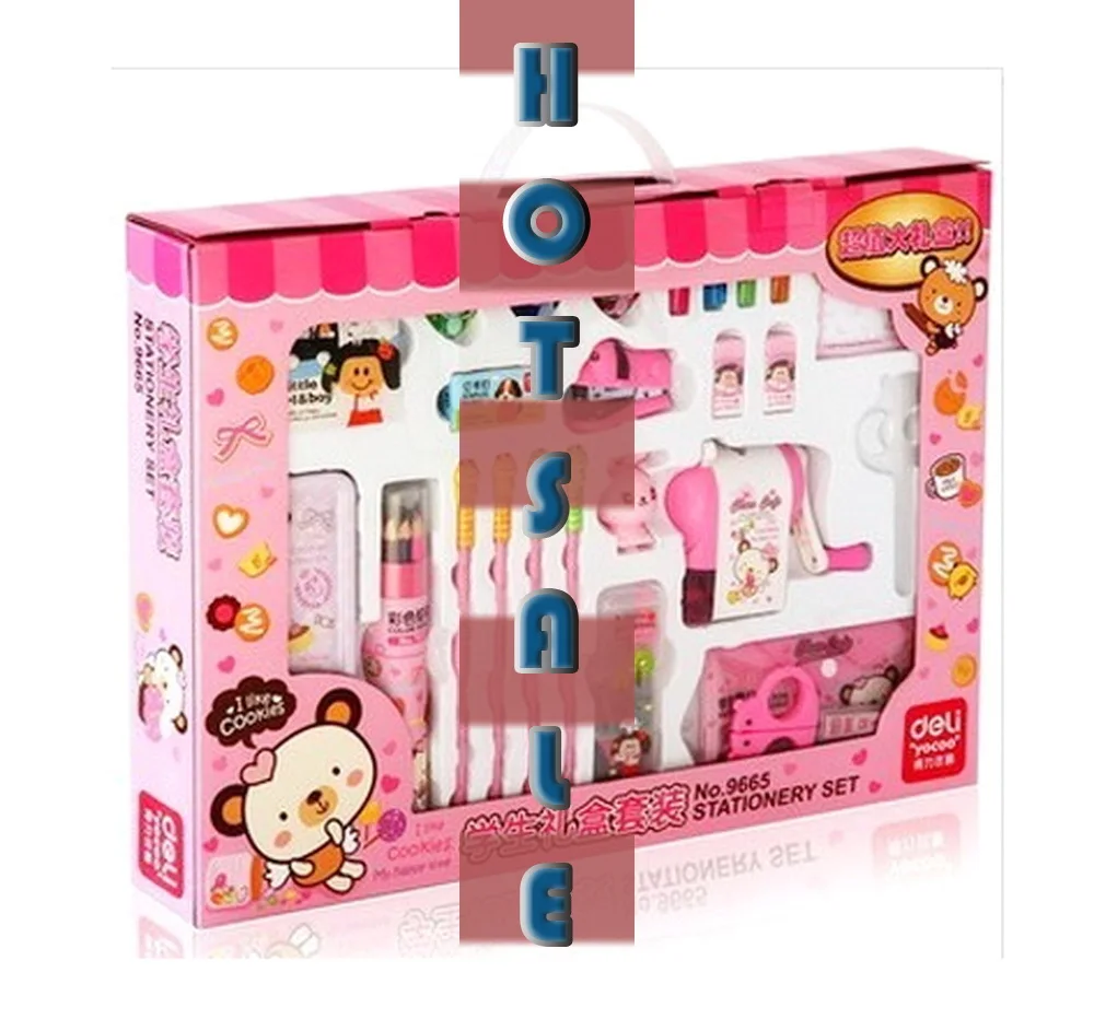 

Hot609-Free shipping /Lackadaisical 9665 child birthday elementary student school supplies spree kids stationery sets gift set