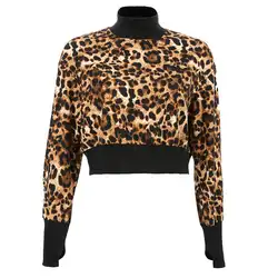 Толстовка женские леопардовые укороченные женские Повседневное Леопардовый пуловер Кофты Для женщин Зимняя одежда