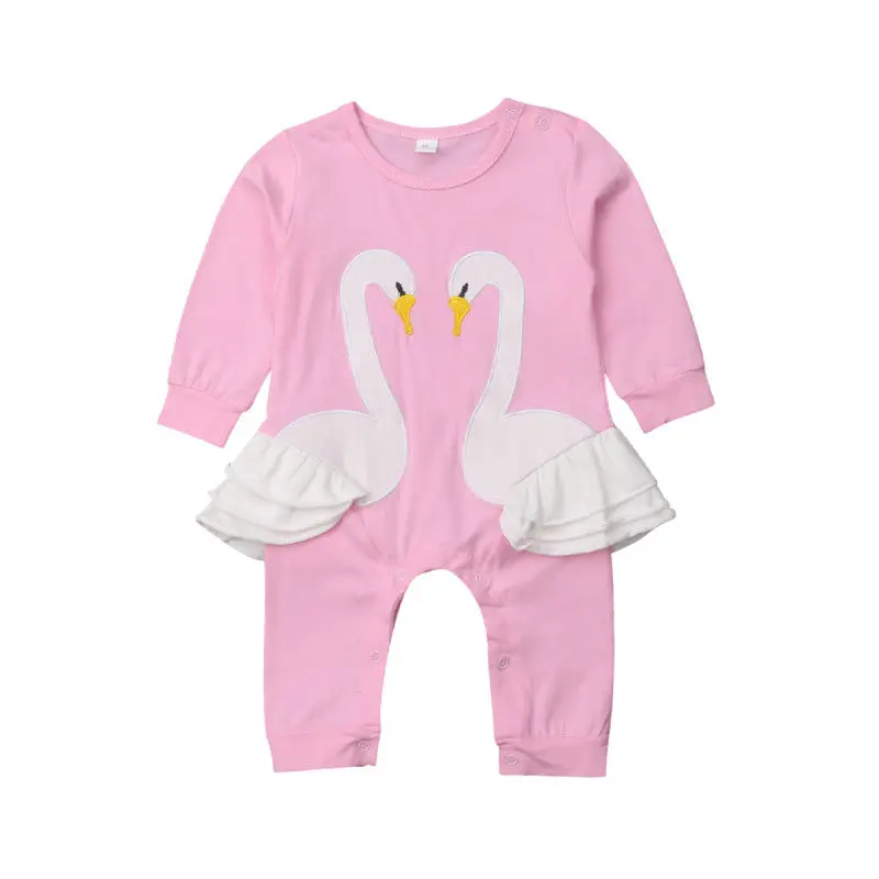 Bird Flamingos Infant Baby Boys Girls Crawling Clothes Sleeveless Rompers Romper Jumpsuit Black