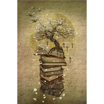 

5D Diy Full Square Drill Diamond Painting Embroidery Book Tree Diamond Cross Stitch Rhinestone Decor