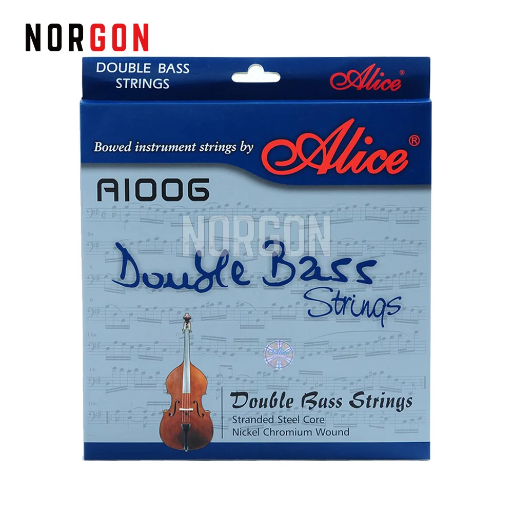 

Alice Double Bass Guitar Strings Ni-Cr Winding Braided Steel Core 4-String/5-String Premium String Parts and Accessories A1006