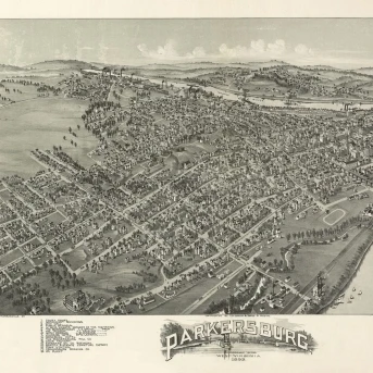 Античная Карта Parkersburg Западная Вирджиния 1899 Wood County плакат печать (36x54) | Дом и сад