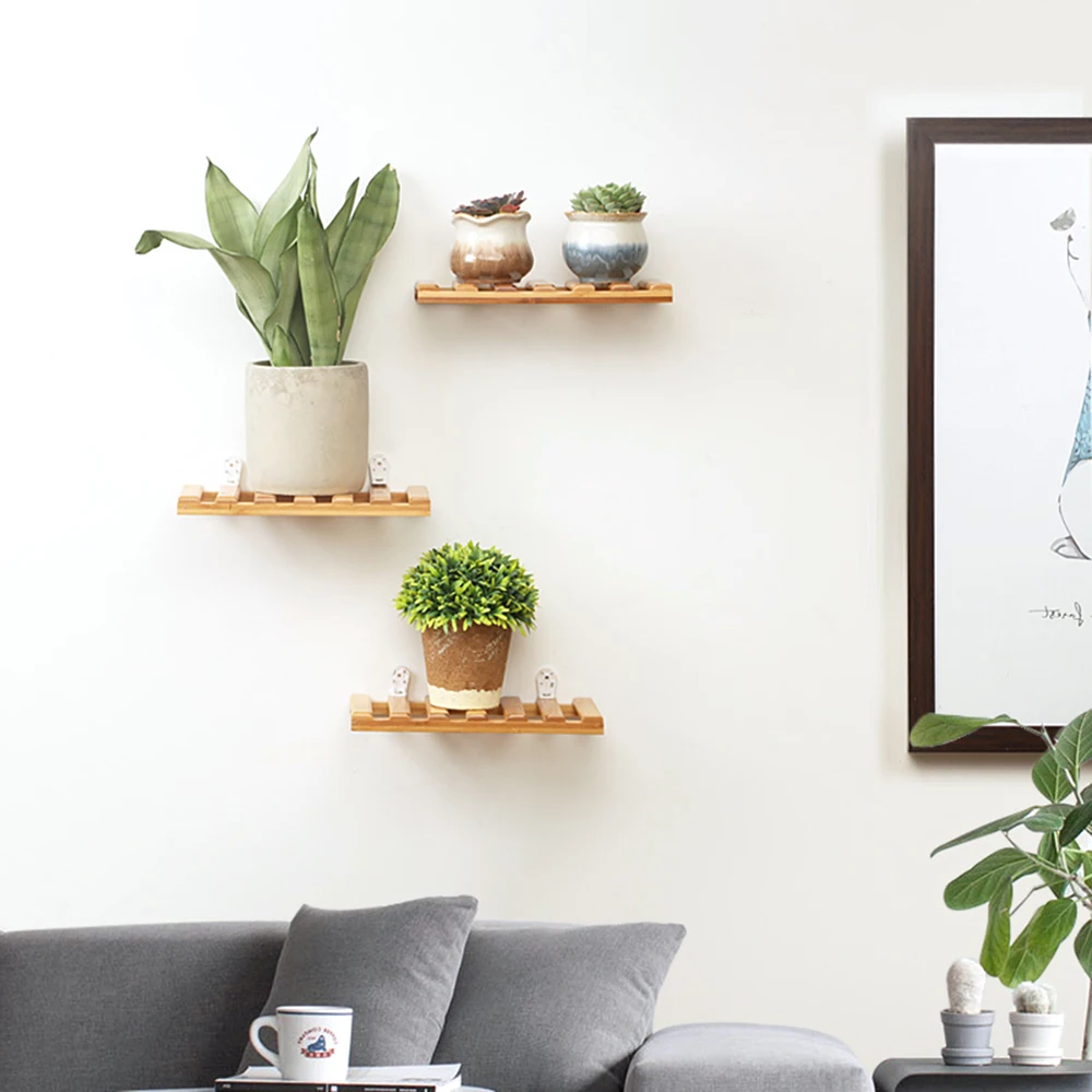 

Edge Floating Shelve Floating Wall Shelf Home Use Bracket Wall Ledge Bamboo Storage Rack Wall Decor 2018