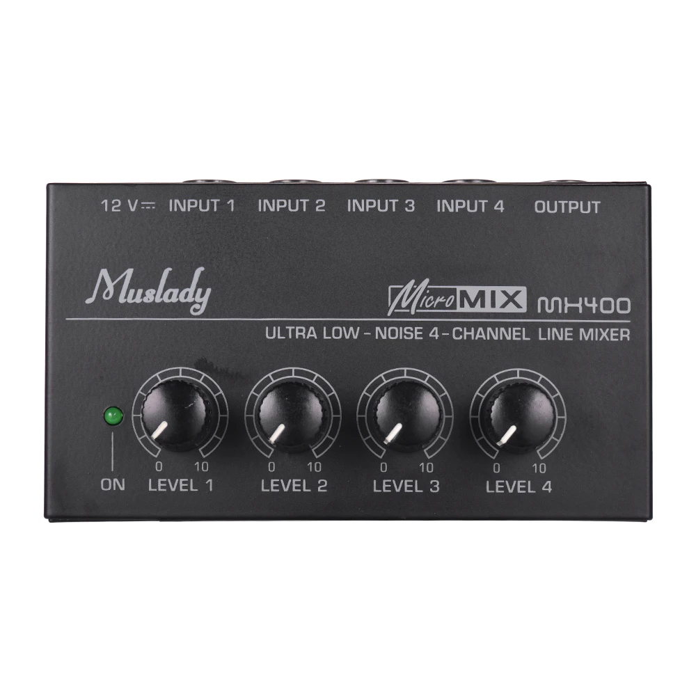 Muslady Mx400サウンドミキサー超小型低ノイズ4チャンネルラインモノラルオーディオミキサーで電源アダプタeu 米国のプラグイン Electric Instrument Parts Accessories Aliexpress