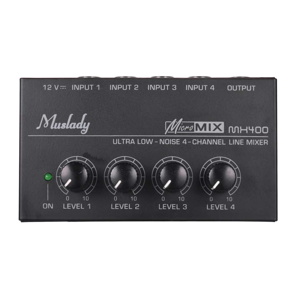 

Muslady MX400 Sound Mixer Ultra-compact Low Noise 4 Channels Line Mono Audio Mixer with Power Adapter EU/US PLUG