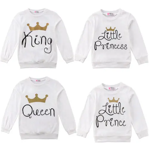 Family Matching Parent-Child Baby Kid Parents T-Shirt Summer Short Sleeve Crown 