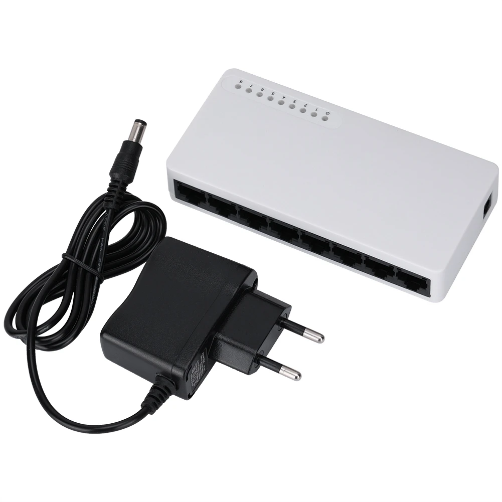 

8 Port Smart Ethernet Switch Intelligent 10 100 Mbps Switch- EU Plug 100-240V of High Quality