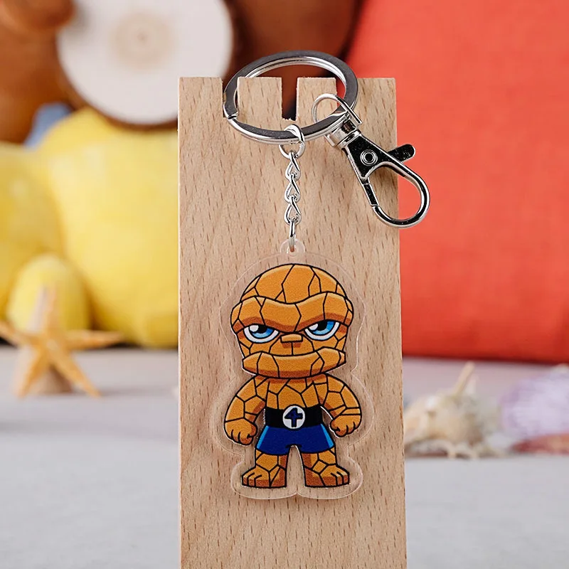 

Marvel Movie Anime Fantastic Four Cosplay Keychain Invisible Woman MR.Fantastic Human Torch Thing Car Key Holder Chain Keyrings
